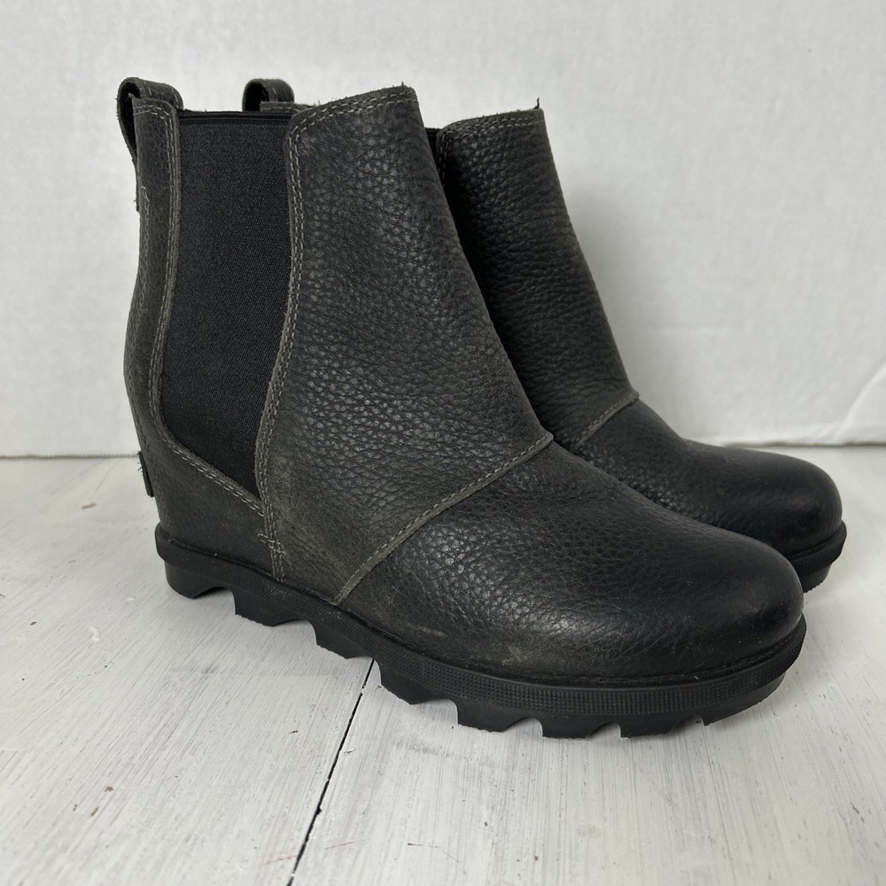 Sorel Women 7 Joan of Arctic Wedge II Boot Black Gray 293